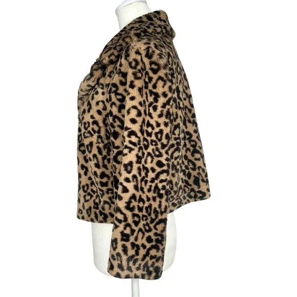 CAbi Vintage 179 Lola Cropped Faux Fur Leopard Print Indie Sleaze Jacket Size M - Picture 3 of 11
